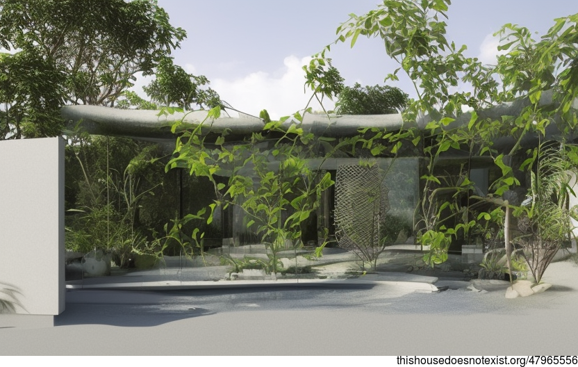 Manila's Tribal Modern Garden With Hanging Plants and a View of the