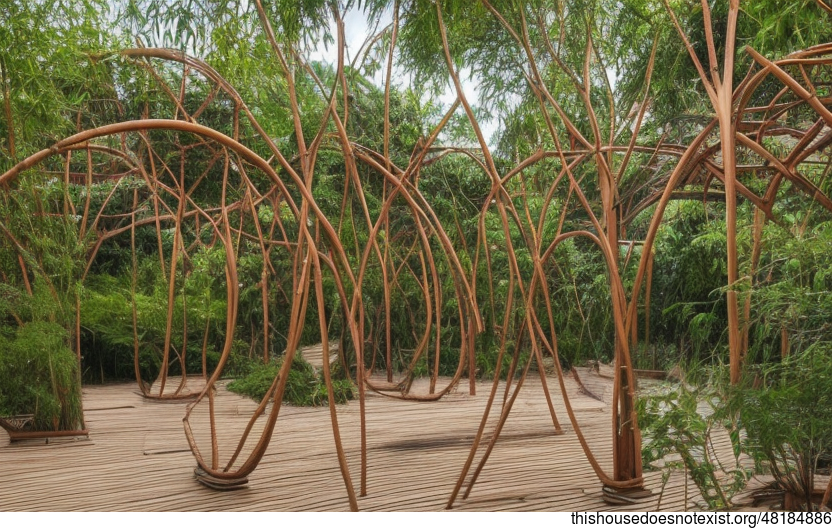 A Modern Garden with Bamboo, Timber, and Bejuca Meandering Vines