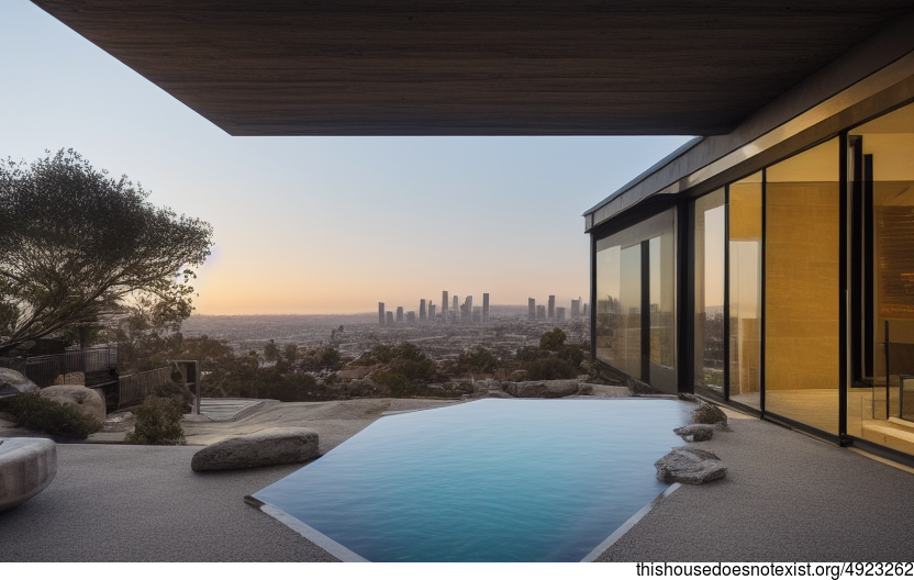 A modern architecture home designed for the ultimate in luxury living, with stunning sunrise views, an exposed timber and glass exterior, and a private jacuzzi and helicopter pad