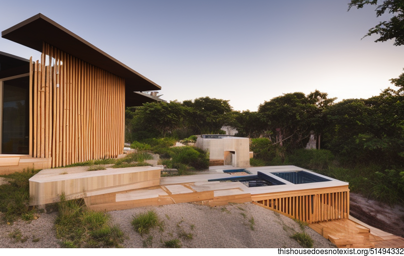 A Modern House With an Exposed Rectangular Bamboo Facade in Chicago, United States