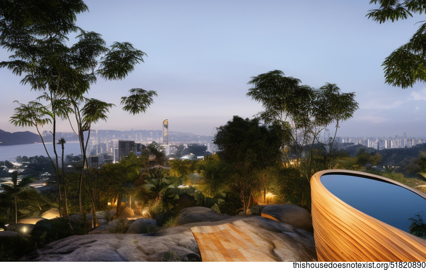 Tribal Modern House Exterior with Beach Sunset View in São Paulo, Brazil