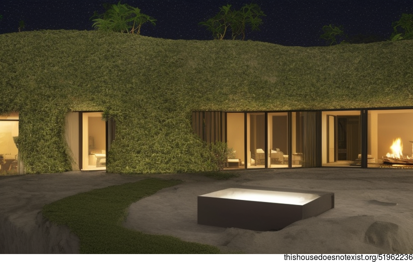 Eco-Friendly House With Exposed Curved Bejuca Vines, Black Stone, and Glass