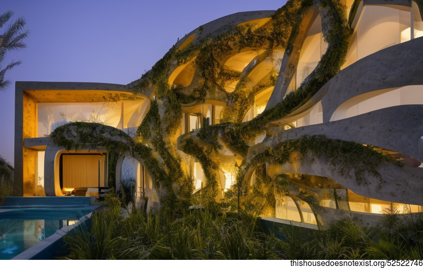 A Modern, Sustainable, and Eco-Friendly Maximalist House on the Beach at Sunset in Riyadh, Saudi Arabia