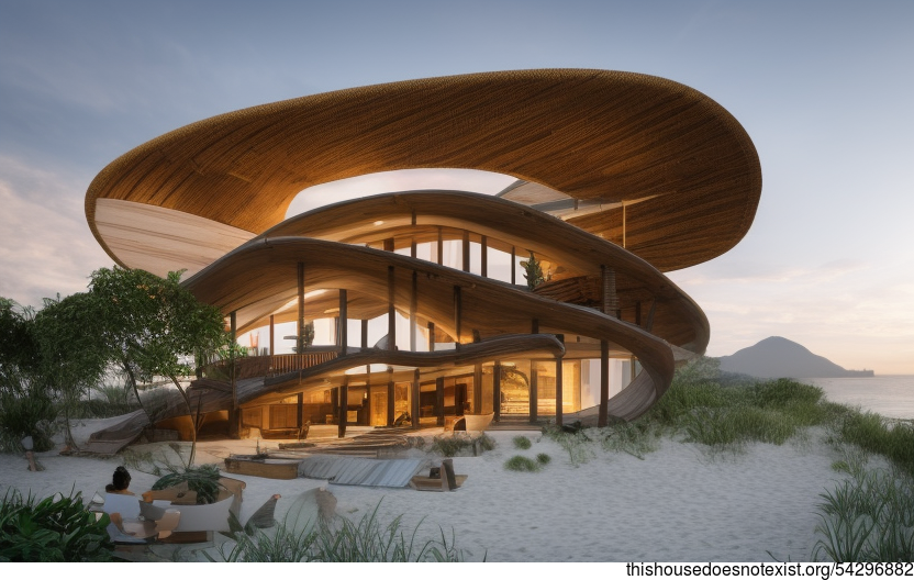 Tribal Maximalist House With Exposed Curved Bamboo And Bejuca Wood Exterior