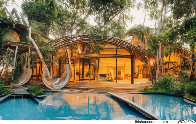 A Curved Glass House With Bamboo & Hanging Plants in Mumbai, India