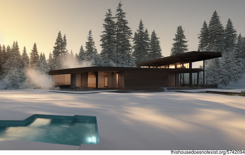 A Modern Architecture Home with a Sunset View, Glass Exterior, and Steaming Hot Jacuzzi