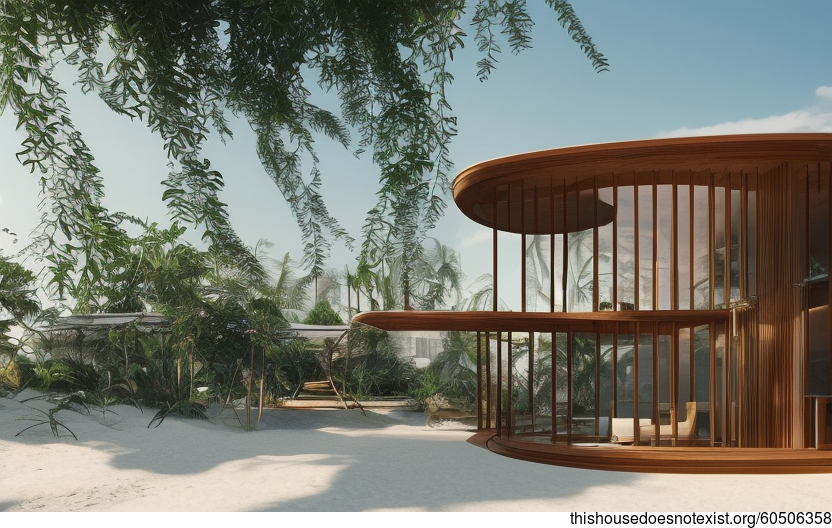 A Modern Beach House in Manila with Exposed Curved Wood, Glass, and Bamboo

This contemporary beach house in Manila was designed with exposed curved wood, glass, and bamboo, as well as hanging plants and a steaming hot spring inside