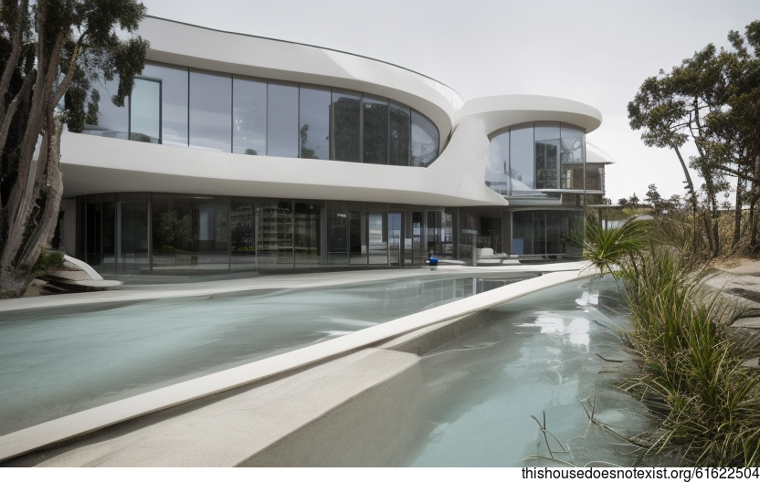 A Modern Beach House in Los Angeles, United States – With Exposed Curved Glass, Bamboo Glass, and a Steaming Hot Spring Outside