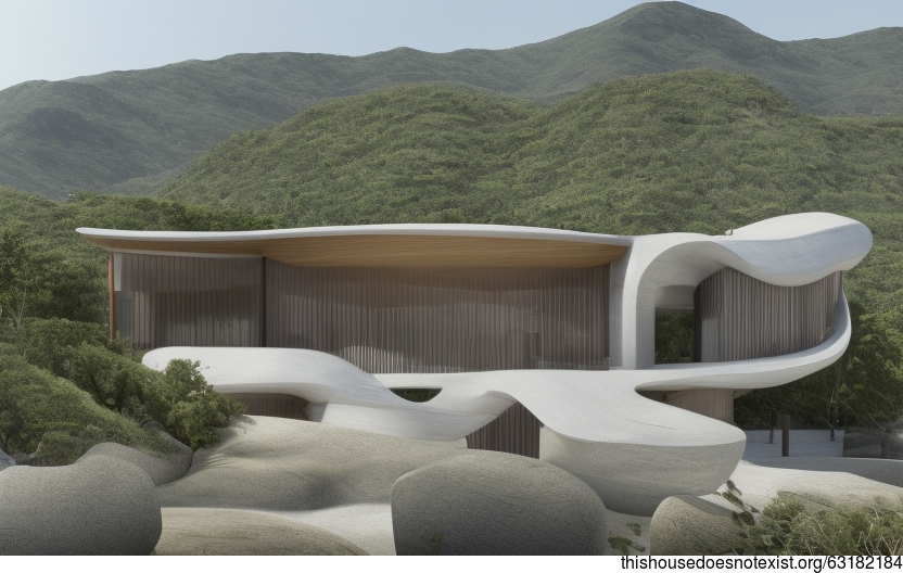 A modern architecture home in Beijing, China with an exterior designed to resemble a beach