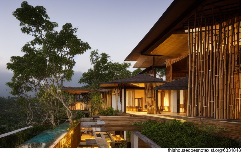 Wood, Stone, and Bali-Inspired Exterior Design