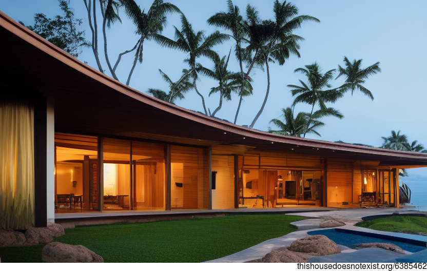 A Modern Hawaii Home with Exposed Wood and Curved Bamboo