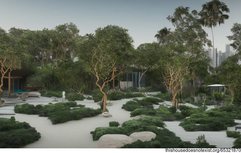 The Exposed Circular Bejuca Wood, Rocks, and Glass Garden With a View of Guangzhou, China in the Background