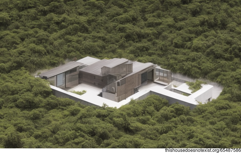 Beijing China's Eco-friendly Minimalist Beach House With Exposed Circular Bejuca Meandering Vines, Bejuca Wood, and Steaming Hot Spring