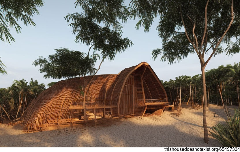 Bamboo House on the Beach at Sunset, Singapore