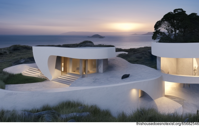 Tribal Modern House on the Beach at Sunset