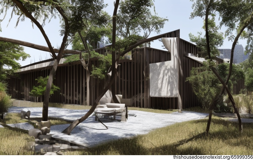 A Modern, Exposed, and Circular Bamboo House with a View of the Beach in Montreal, Canada