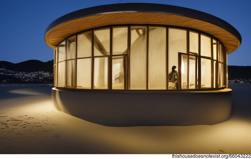 A Modern Home with an Exposed Circular Glass Facade and a Korean Spa