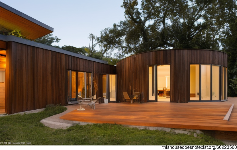 Eco-Friendly Modern House With Exposed Circular Wood Beams and Infinity Pool