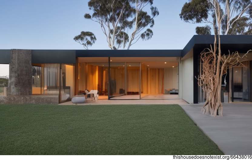 A Modern, Tribal Home with an Exposed Rectangular Glass Facade and Meandering Vines