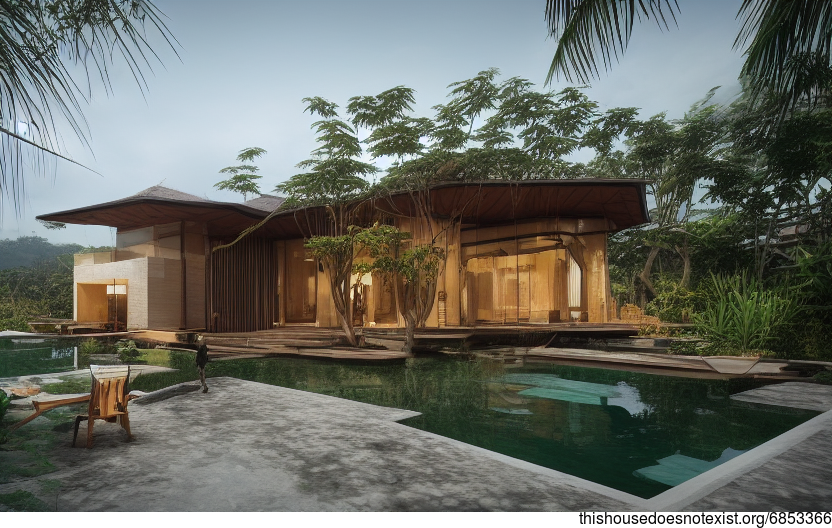 A home that blends wood, stone, and bamboo into a beautiful and unique design