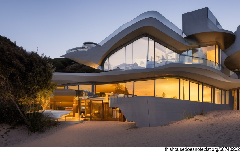 A Maximalist Modern Architecture Home with an Exposed Curved Glass Facade