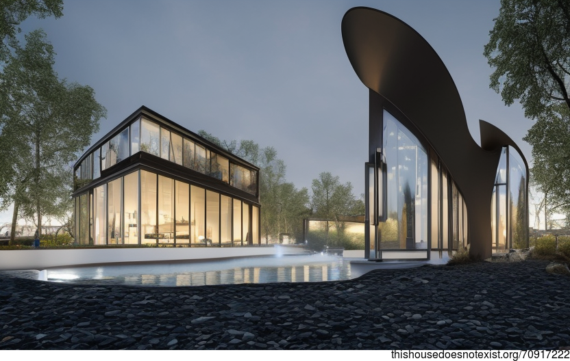 A look at the modern architecture of a home in Moscow, Russia, with an exterior designed to take in the view of the beach