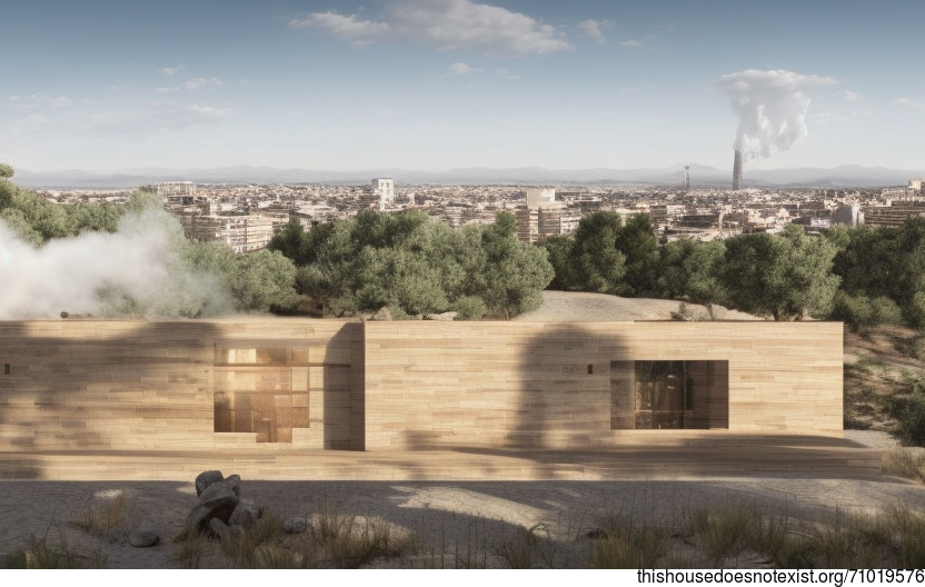 Tribal House Exterior on the Beach at Madrid, Spain