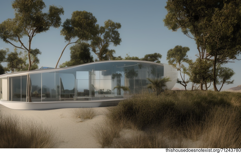 Tribal Minimalist House With Exposed Curved Glass and Stone