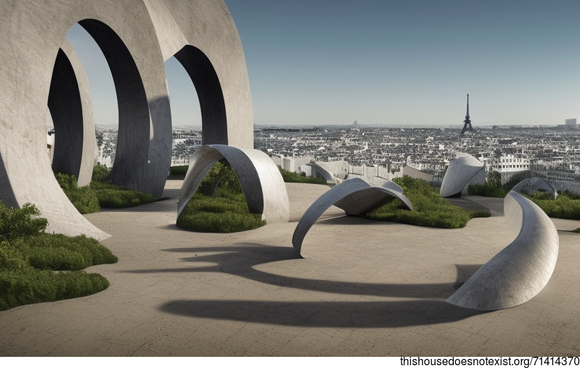The anthropomorphous tribal garden exterior with a view of the beach in Paris, France