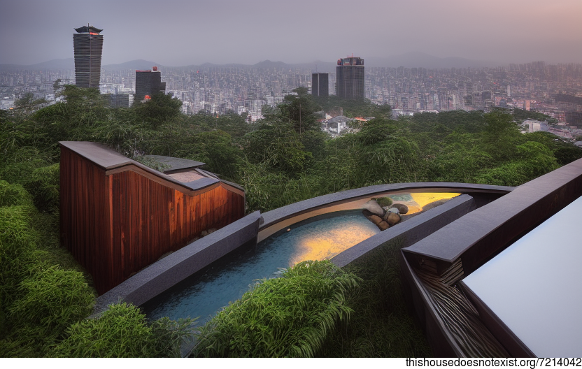 A Modern Taipei Home with Exposed Wood and Curved Bamboo, Part of Nature's Hot Spring Steam Exterior