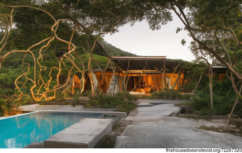 A Sunset Oasis with an Infinity Pool