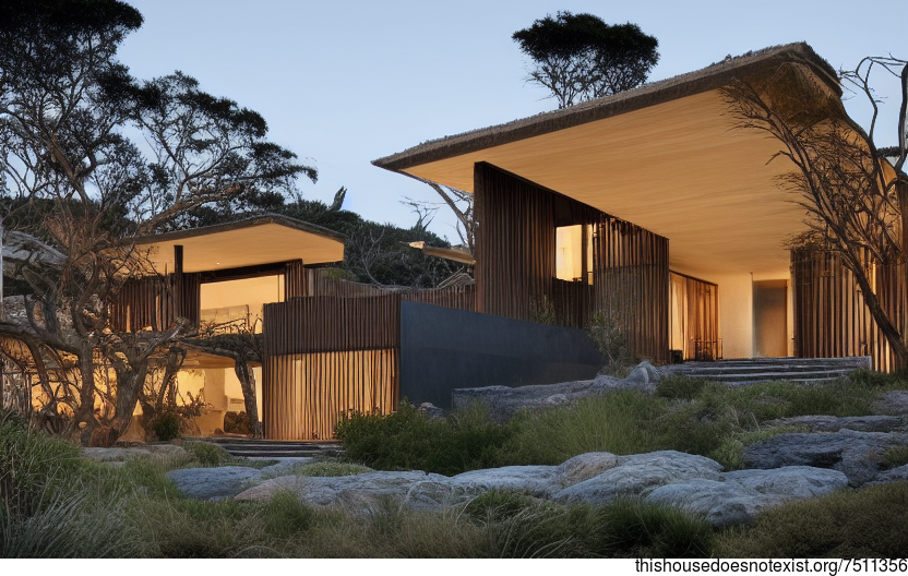 Cape Town's Nature-Inspired, Curved Wood and Stone House

This modern house in Cape Town, South Africa was designed to take advantage of its natural surroundings