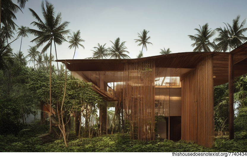 A Bali-Inspired Home with Exposed Wood and Curved Bamboo
