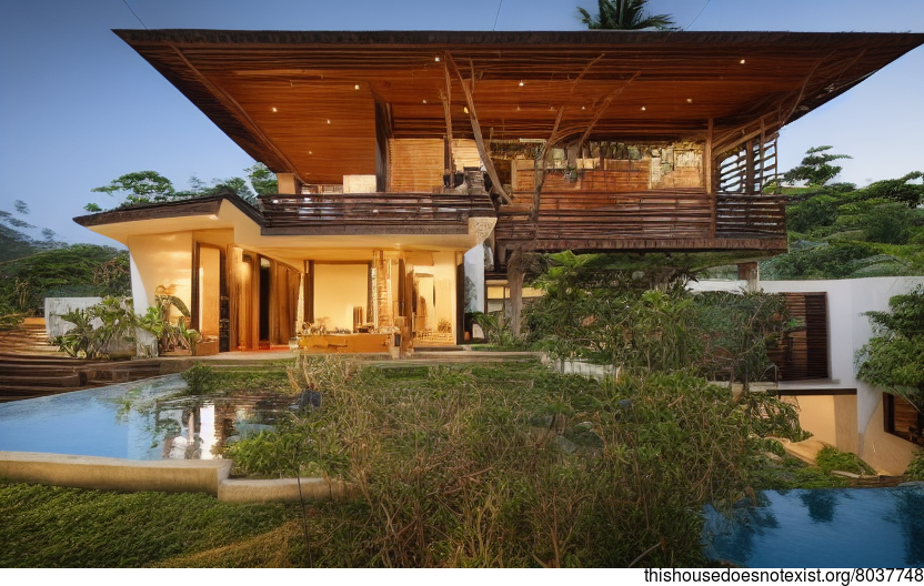 A Modern Home with Bali-Inspired Architecture and Exposed Wood Details