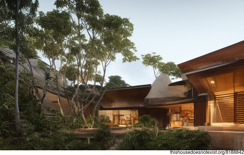 A Modern Architecture Home With Wood, Stone, and Bali-Inspired Exterior Design
