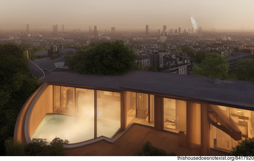 A Curved Bamboo House in London with a Hot Spring Steam Room