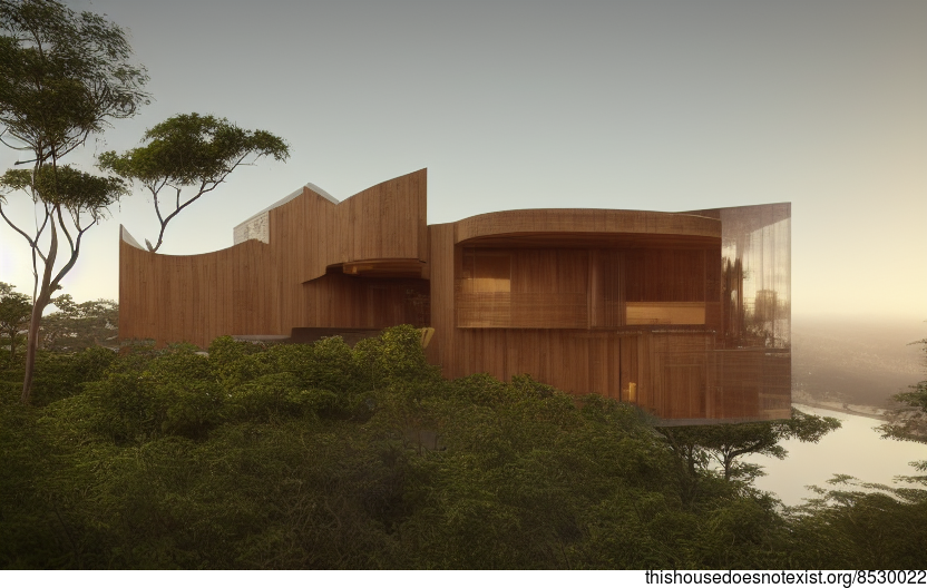 A Modern Home in Florianopolis, Brazil That Uses Wood, Stone, and Bamboo for a Curved and Exposed Exterior