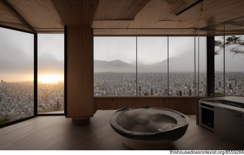 A Curved Bamboo House in Tokyo with Exposed Wood and Hot Spring Steam
