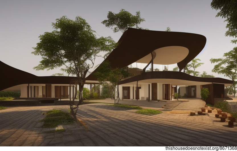 A Modern Architecture Home in Lagos, Nigeria with Exposed Wood and Curved Bamboo