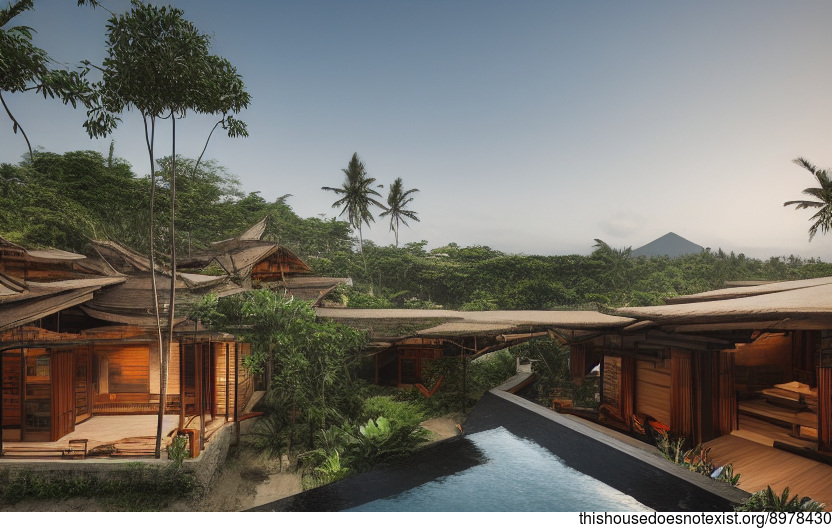 This Exposed Wood and Stone Home in Bali is a Curved Bamboo and Rock Dream