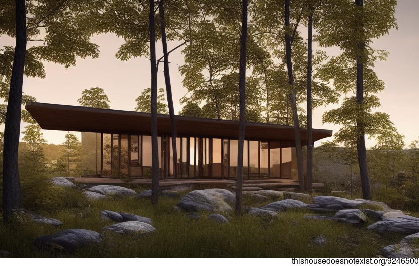 A modern Ottawa home that's designed for the sunrise, with exposed wood and curved bamboo rocks