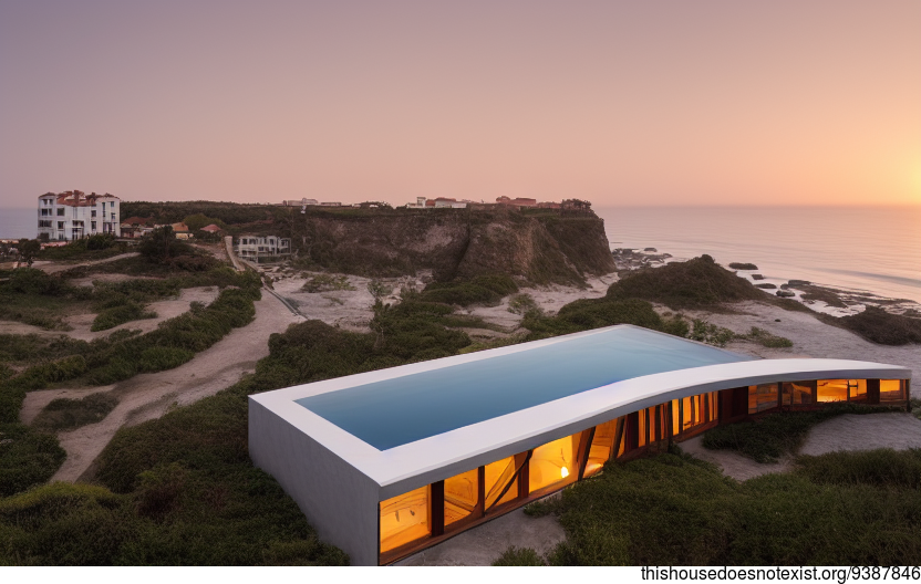 A modern architecture home in Ericeira, Portugal with a stunning sunset view