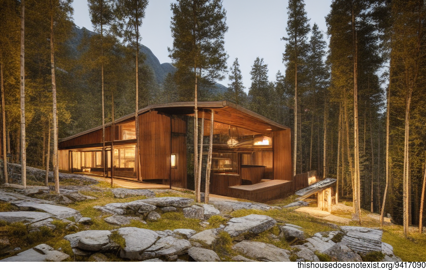 A modern home in Bergen, Norway that is made from wood, stone, and bamboo