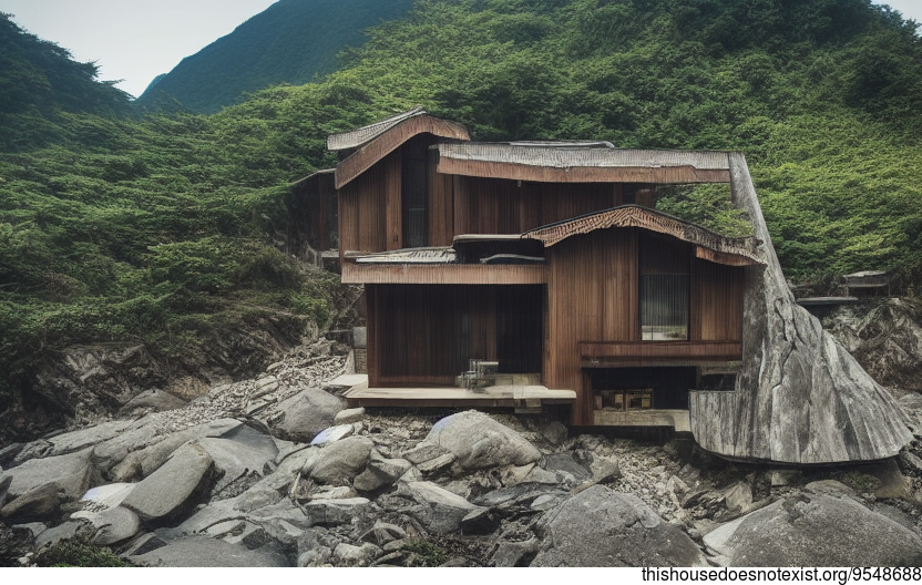 A small cabin in Taiwan with an exposed wood and stone interior, designed for living in harmony with the sunrise, steamy hot springs, and majestic Yushan mountain