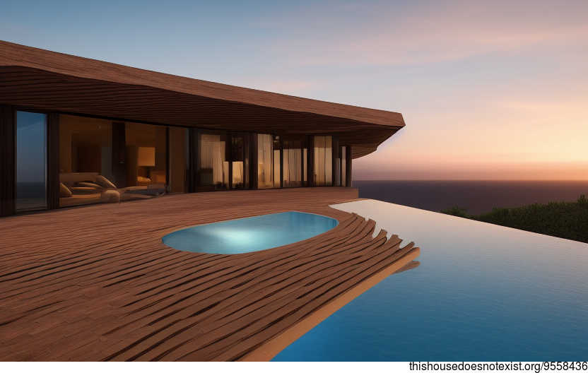 A Modern Architecture Home in Ericeira, Portugal with a Sunset Infinity Pool and Exposed Curved Wood