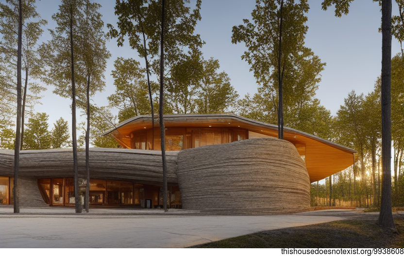 A modern architecture home in Ottawa, Canada that is designed to take in the beauty of the sunrise with exposed wood and curved bamboo rocks