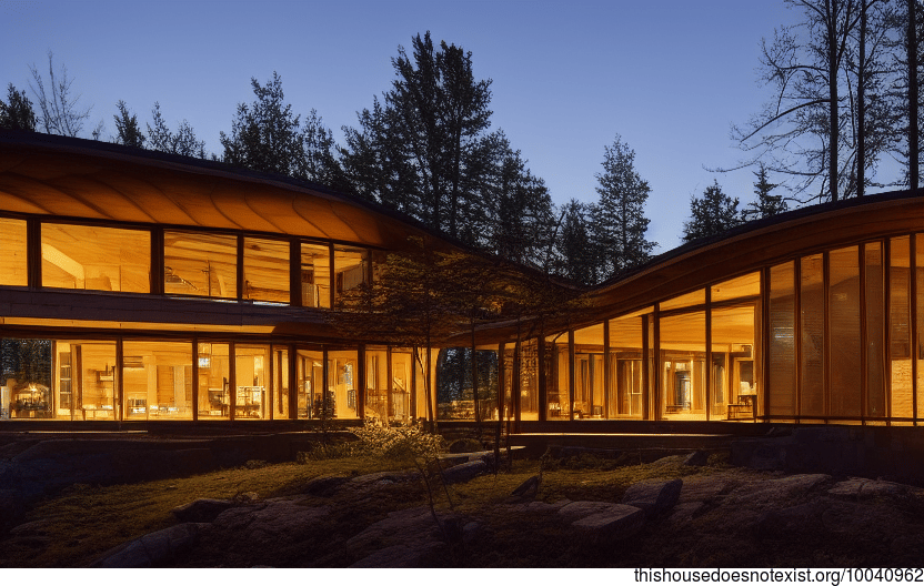 A Curved Bamboo House in Ottawa, Canada

This modern architecture home is designed with exposed wood and stone, and is set among rocks and bamboo