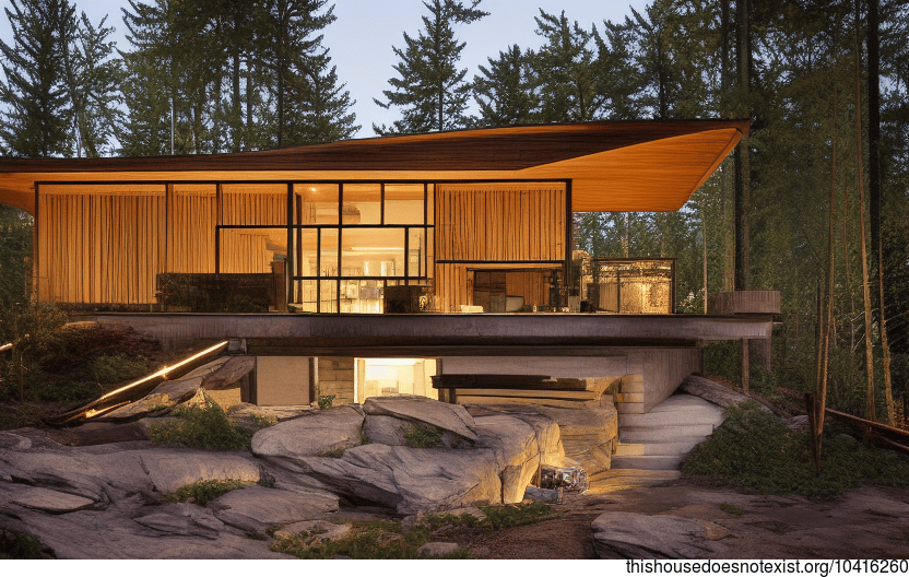 A Modern Home in Ottawa, Canada with Exposed Wood and Curved Bamboo