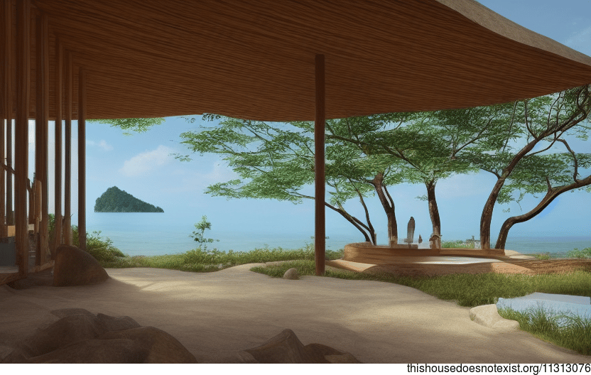 A modern home in Ko Pha Ngan, Thailand made from wood, stone, and bamboo that is eco-friendly and sustainable