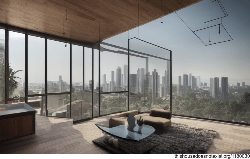 A modern home in Jakarta, Indonesia that is designed to take in the sunrise from the downtown area